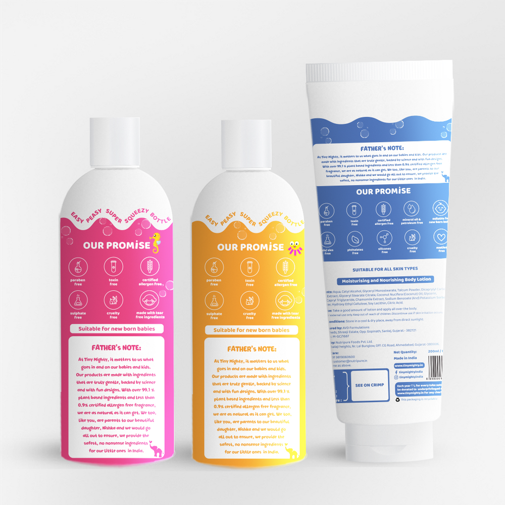 
                  
                    Babies head to toe pack (Body Wash + Body Lotion + Hair Shampoo, 200ml each)
                  
                